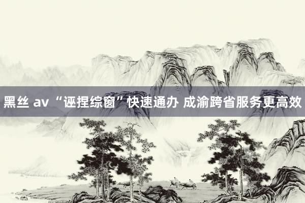 黑丝 av “诬捏综窗”快速通办 成渝跨省服务更高效