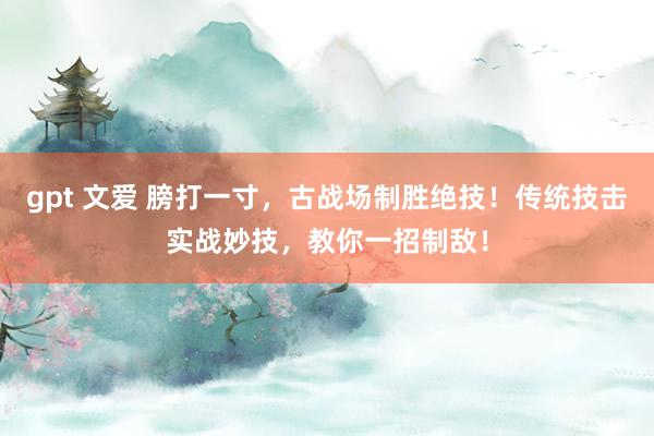 gpt 文爱 膀打一寸，古战场制胜绝技！传统技击实战妙技，教你一招制敌！